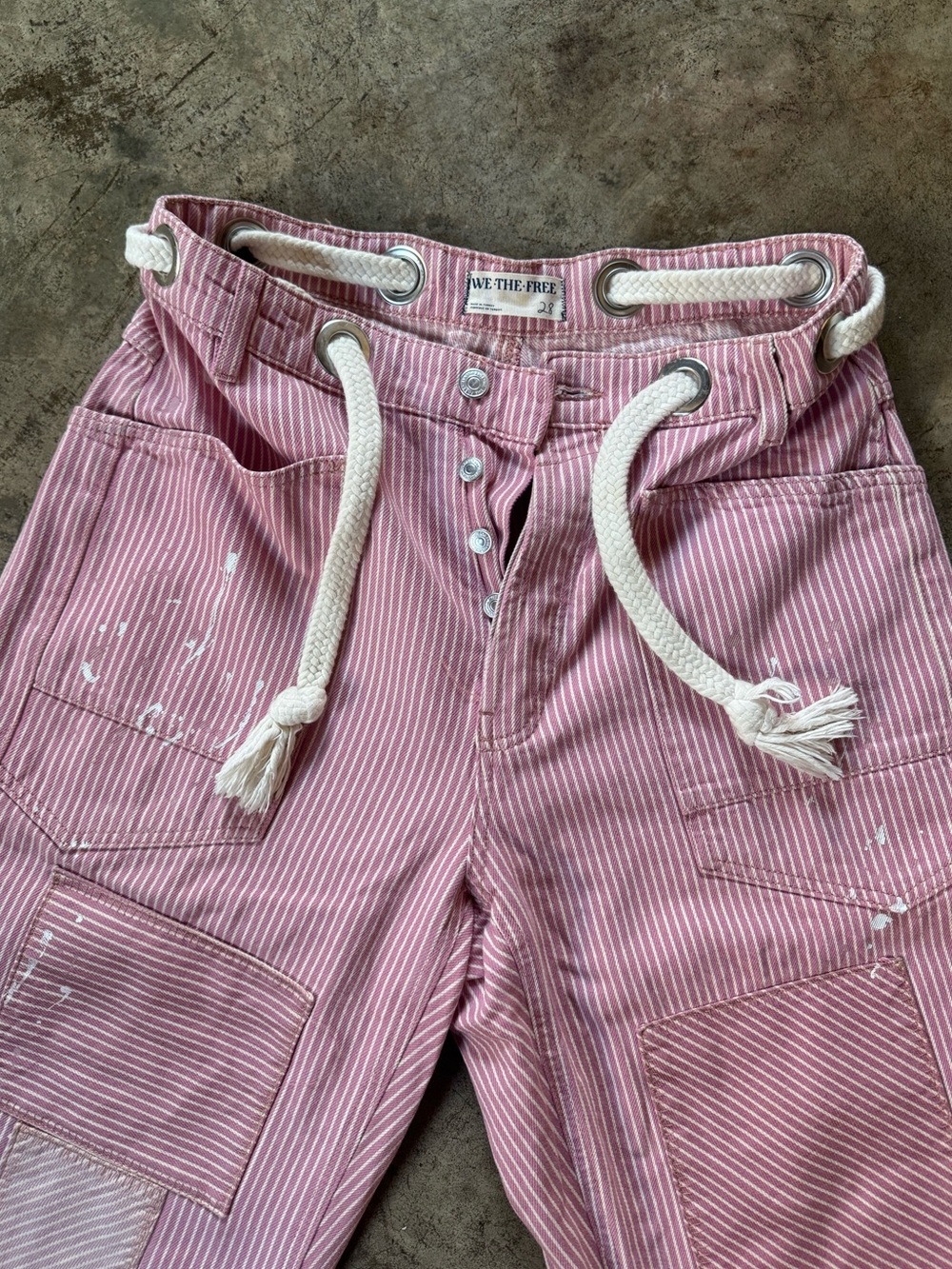 Free People We The Free Moxie Railroad Low-Slung Jeans size 28 - Picture 5 of 8